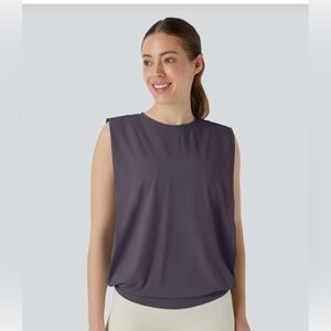 HALARA Round Neck Ruched Cool Touch Yoga Tank Top